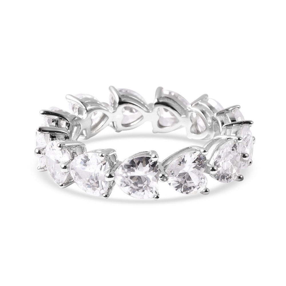 AAA White Premium Cubic Zirconia Hearts Ring